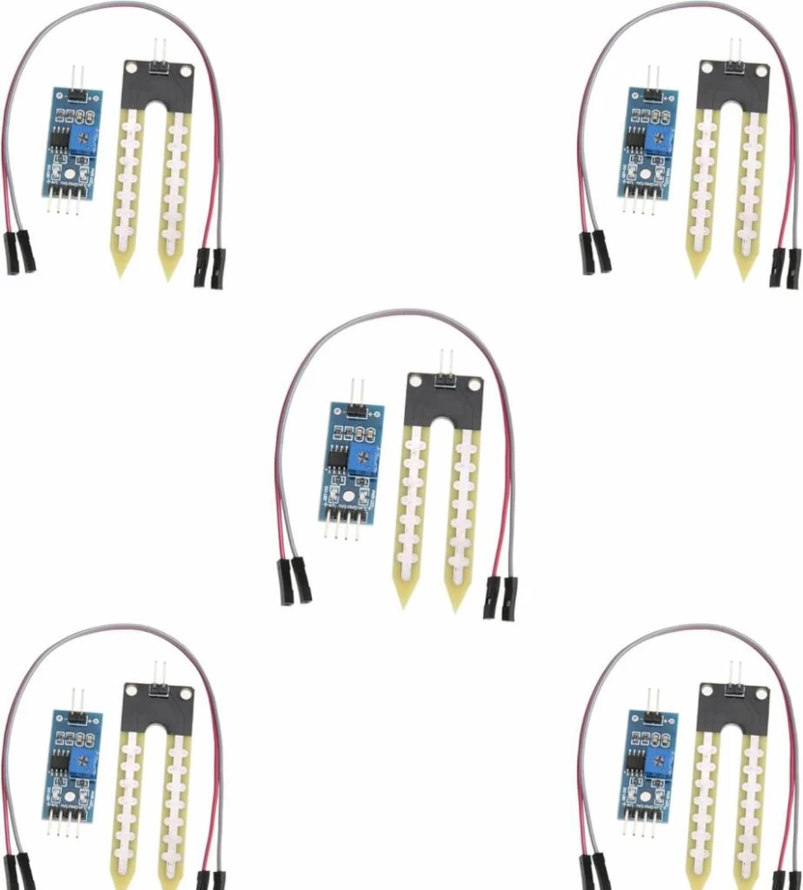 Hexonix LM393 Soil Moisture Sensor Module - 5 Pack, 3.3V-5V Compatible Hygrometer for Smart Irrigation, Garden Automation, DIY Robot Car, Arduino Projects
