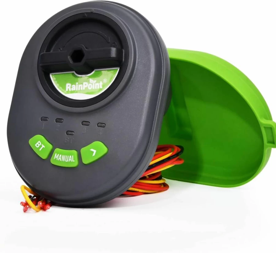 RAINPOINT Smart Sprinkler Controller - 4 Zone Battery Powered Irrigation System for Indoor & Outdoor Use - Easy Installation for Garden & Lawn