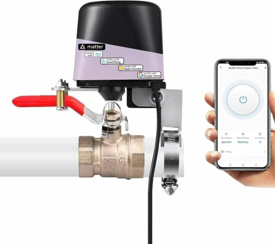 Jinvoo Matter Smart Water Valve - Automatic Sprinkler Controller, Compatible with Apple Home, Alexa, Google & SmartThings, Requires Matter Hub