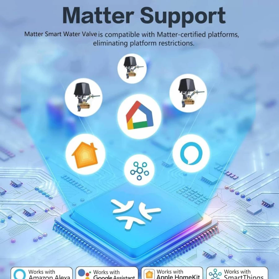 Jinvoo Matter Smart Water Valve - Automatic Sprinkler Controller, Compatible with Apple Home, Alexa, Google & SmartThings, Requires Matter Hub