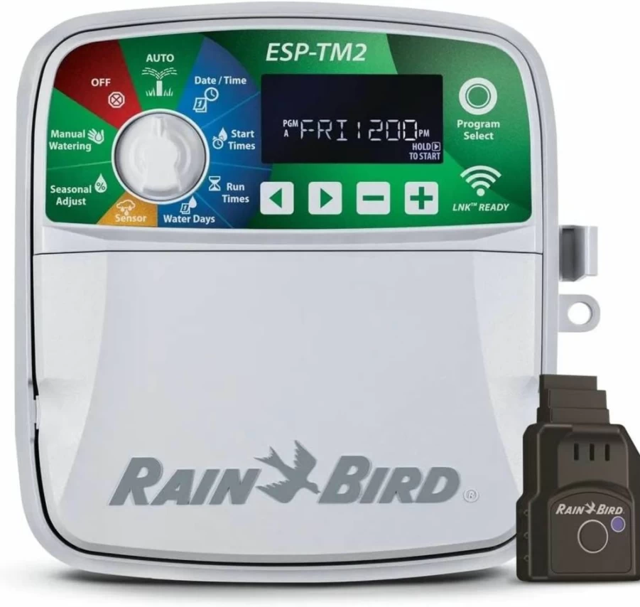 Rain-Bird ESP-TM2 WiFi Smart Sprinkler Controller for Indoor/Outdoor Irrigation, 6-Zone Wireless Timer Box with Mobile App Control, Smartphone-Compatible Upgrade Module