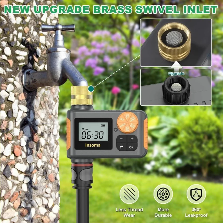 Insoma Smart WiFi Water Timer for Garden - 1 Zone Sprinkler & Hose Timer with Hub, 20 Custom Watering Plans, App & Voice Control (Alexa, Google Assistant)