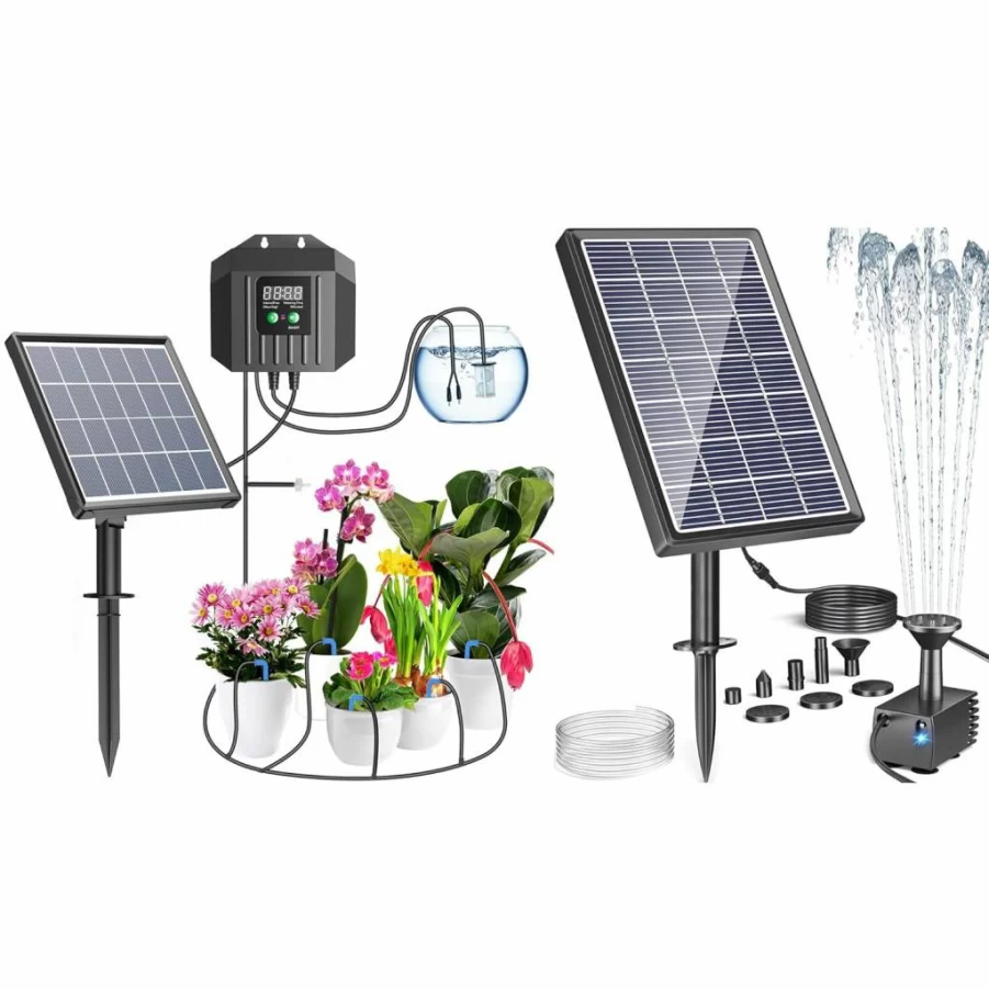 Biling 3.5W Solar Powered Water Pump with Drip Irrigation Kit for Outdoor Gardens, Bird Baths, and Small Ponds