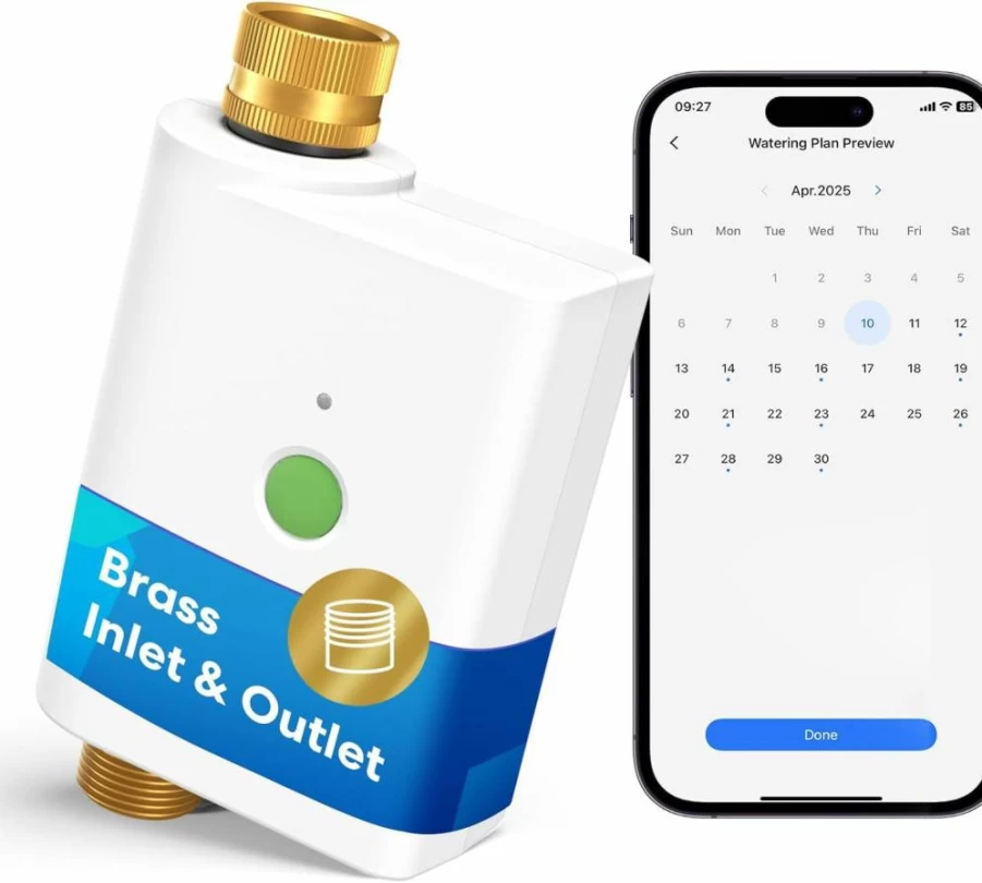 Meross Smart WiFi Hose Timer for Garden - Brass Connector, Compatible with Apple HomeKit, Alexa, Google Assistant, Automatic Rain Delay for Lawn & Yard Irrigation