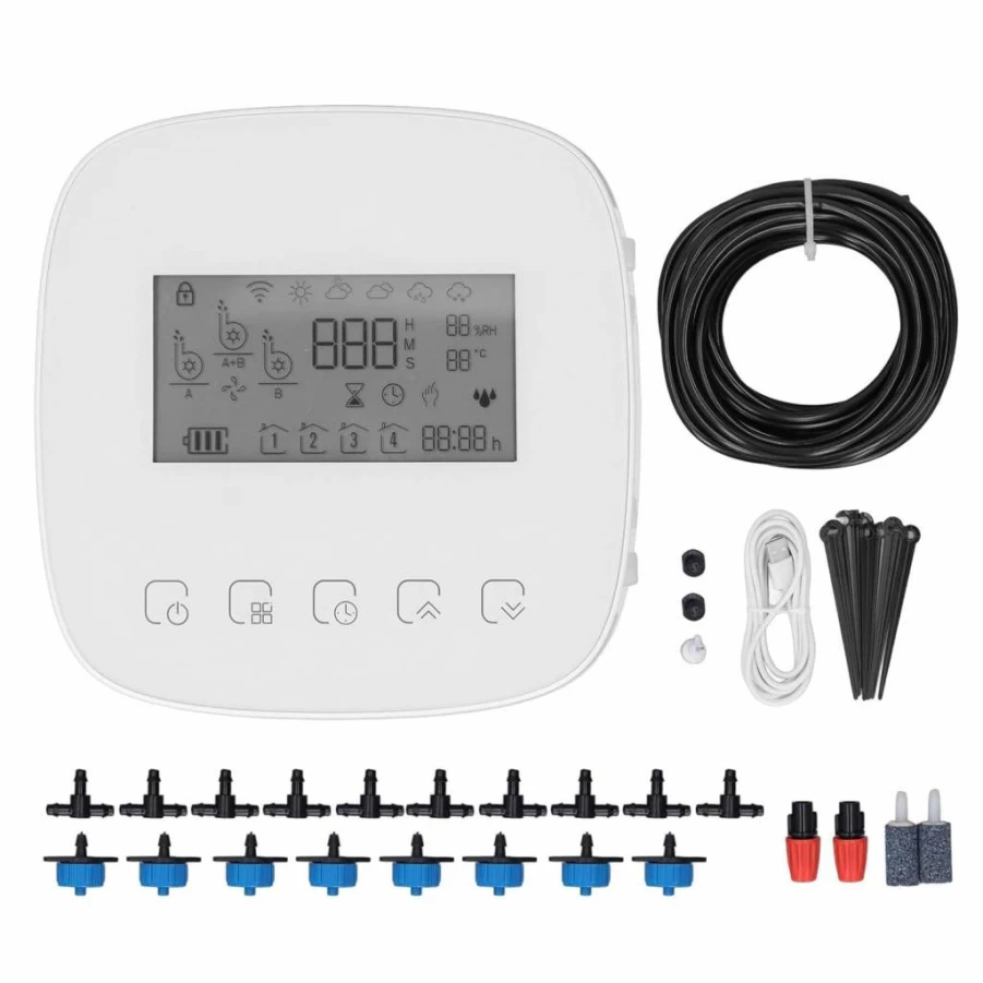 Pilipane Smart WiFi Drip Irrigation Kit - Automatic Programmable Watering System for Indoor & Outdoor Plants with USB/Solar Charging