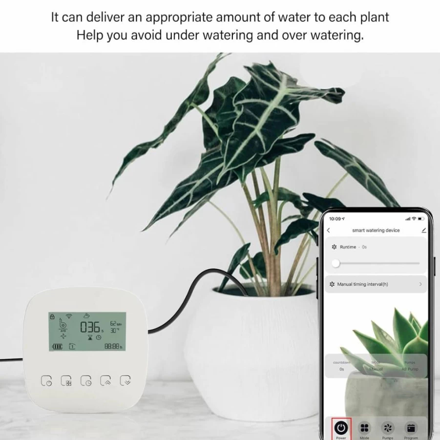 Pilipane Smart WiFi Drip Irrigation Kit - Automatic Programmable Watering System for Indoor & Outdoor Plants with USB/Solar Charging