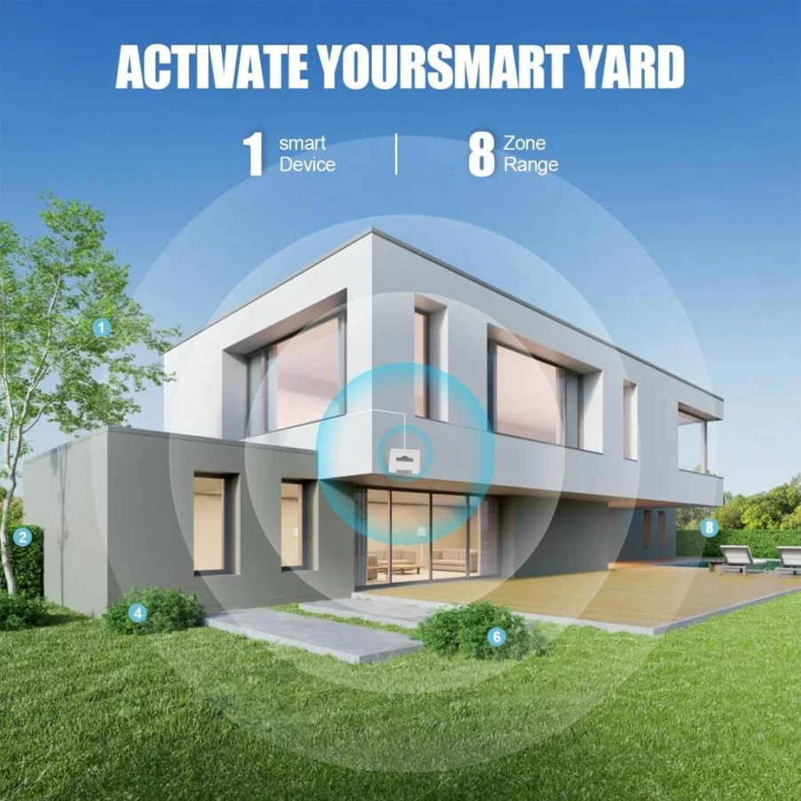 HRepair 8-Zone Smart WiFi Sprinkler Controller with Weather Intelligence, Custom Schedules & Real-Time Monitoring for Garden & Yard