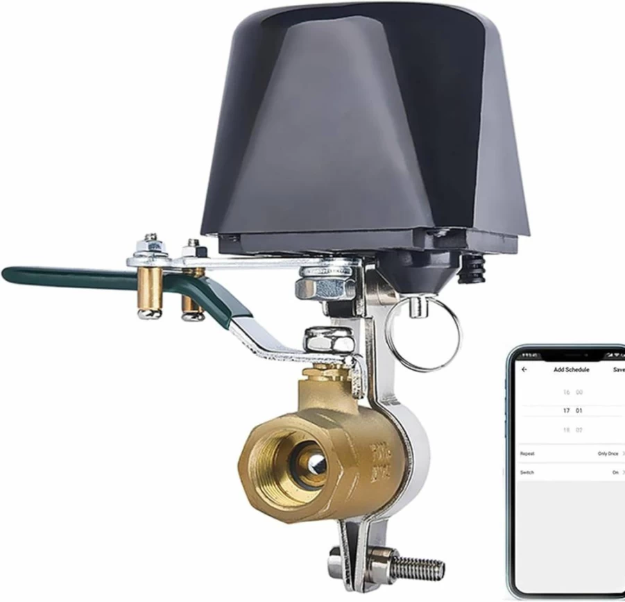 SENCKIT Smart Water Valve - WiFi Gas & Water Shut Off Valve Controller with Timer, Remote App Control, Alexa & Google Home Compatible for Kitchen, Garden, Farm