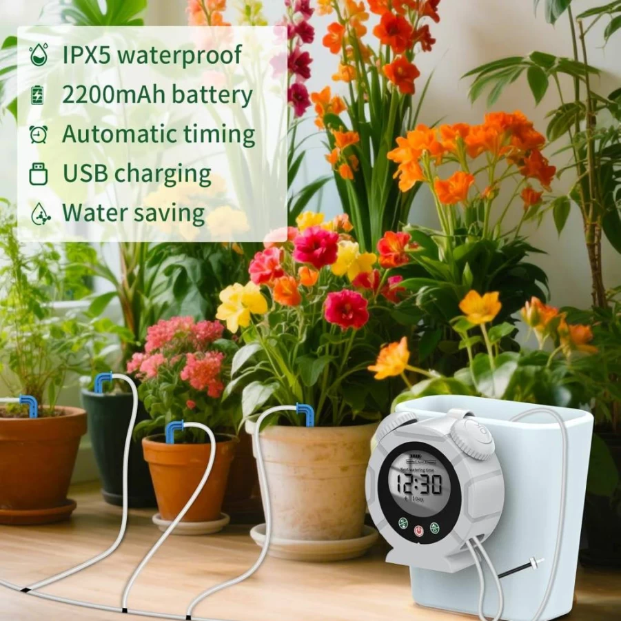 TRJZWA Automatic Plant Watering System Kit - USB & Type-C Indoor Drip Irrigation for Office, Home, and Balcony Gardens