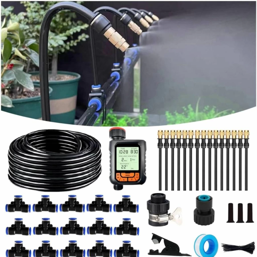 WCBMIRRI Drip Irrigation Kit with 360° Adjustable Dropper & Copper Nozzle - Automatic Watering System for Garden, Lawn, Patio Plants