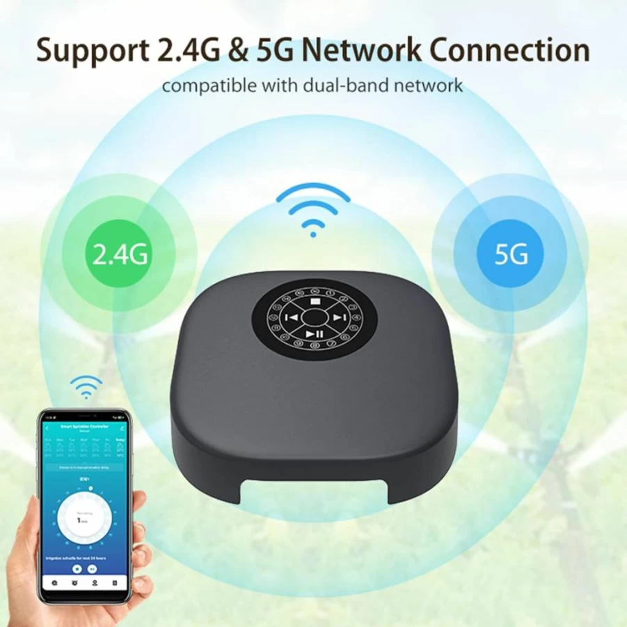 Zecamin Smart WiFi Sprinkler Controller 16 Zone - Weather-Based Irrigation Timer, Alexa & Google Home Compatible, 5G WiFi, App & Voice Control, Auto Rain/Snow Delay