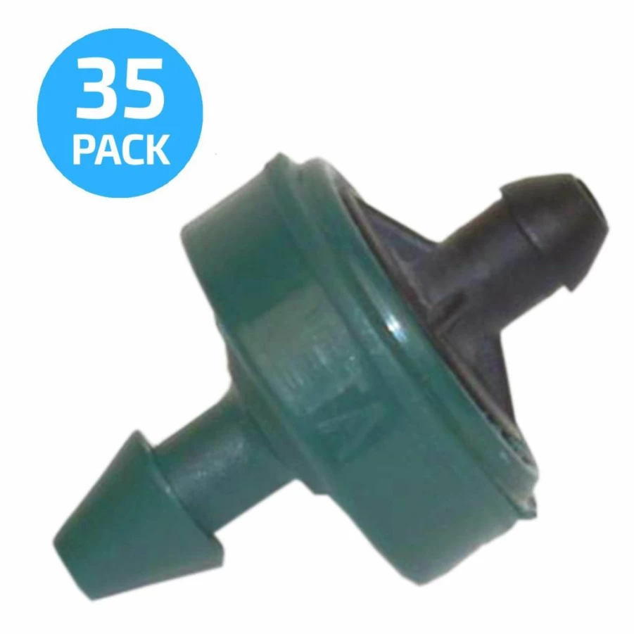 Habitech 35-Pack Pressure Compensating Drip Emitters 2 GPH with Hole Punch Tool and Goof Plugs for Drip Irrigation Systems