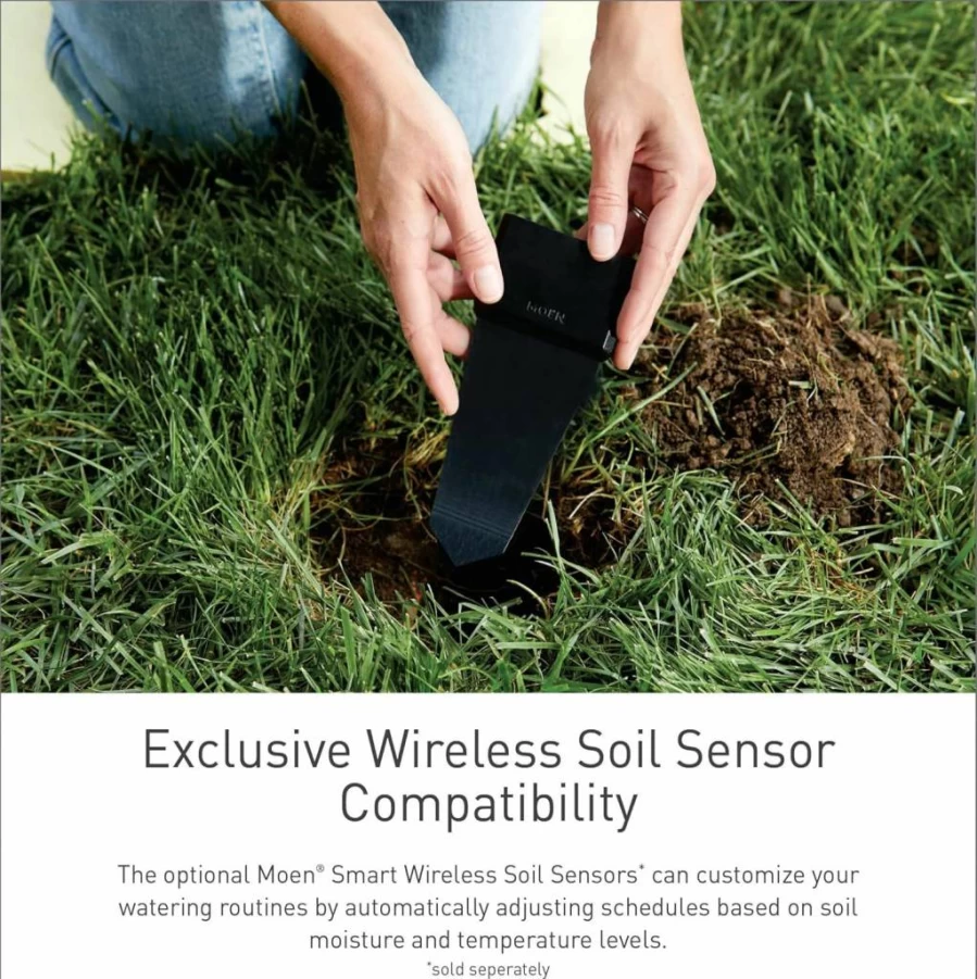 Moen 3-Pack Smart Wireless Soil Sensor & 16-Zone Smart Sprinkler Controller Bundle – Wisns002G1Usa & Wicnt016G1Usa