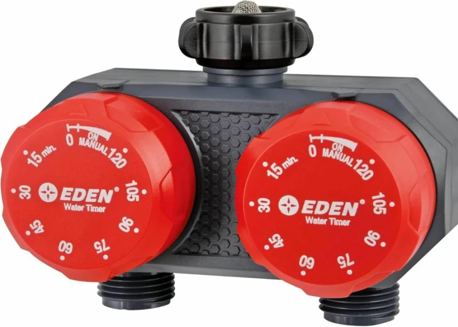 Eden 25124 2-Zone Outdoor Mechanical Water Timer with Durable Red and Grey Design for Efficient Garden Irrigation