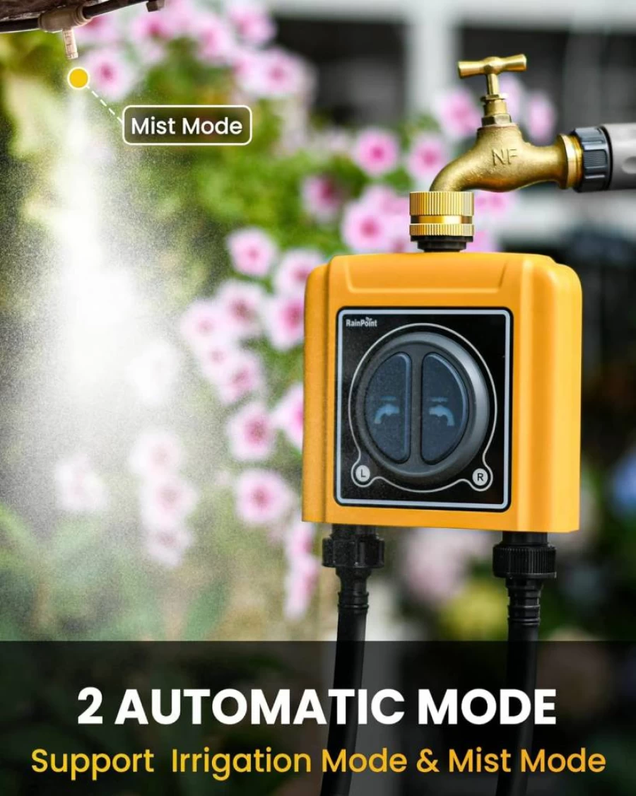 RAINPOINT WiFi Smart Hose Timer for Garden Irrigation, Automatic Watering System with App Control, Alexa Voice, Manual Settings, and Wi-Fi Hub Connectivity