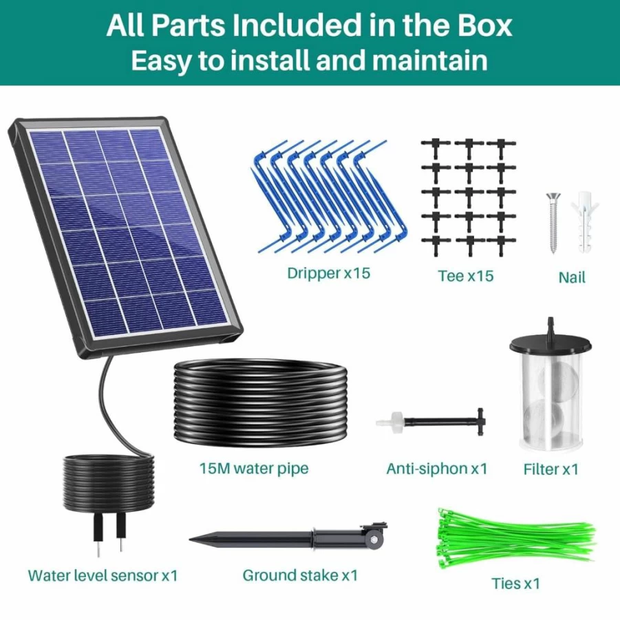 Biling 4W Solar Powered Water Pump System for Garden Irrigation, Birdbaths, Fish Tanks & Outdoor Water Features