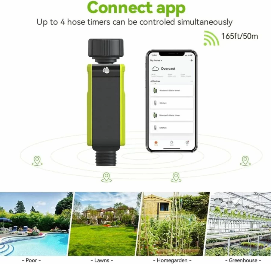 Shrivee Smart WiFi & Bluetooth Sprinkler Timer - Automatic Garden Irrigation System with App Control for Lawn, Yard, and Hose Faucet