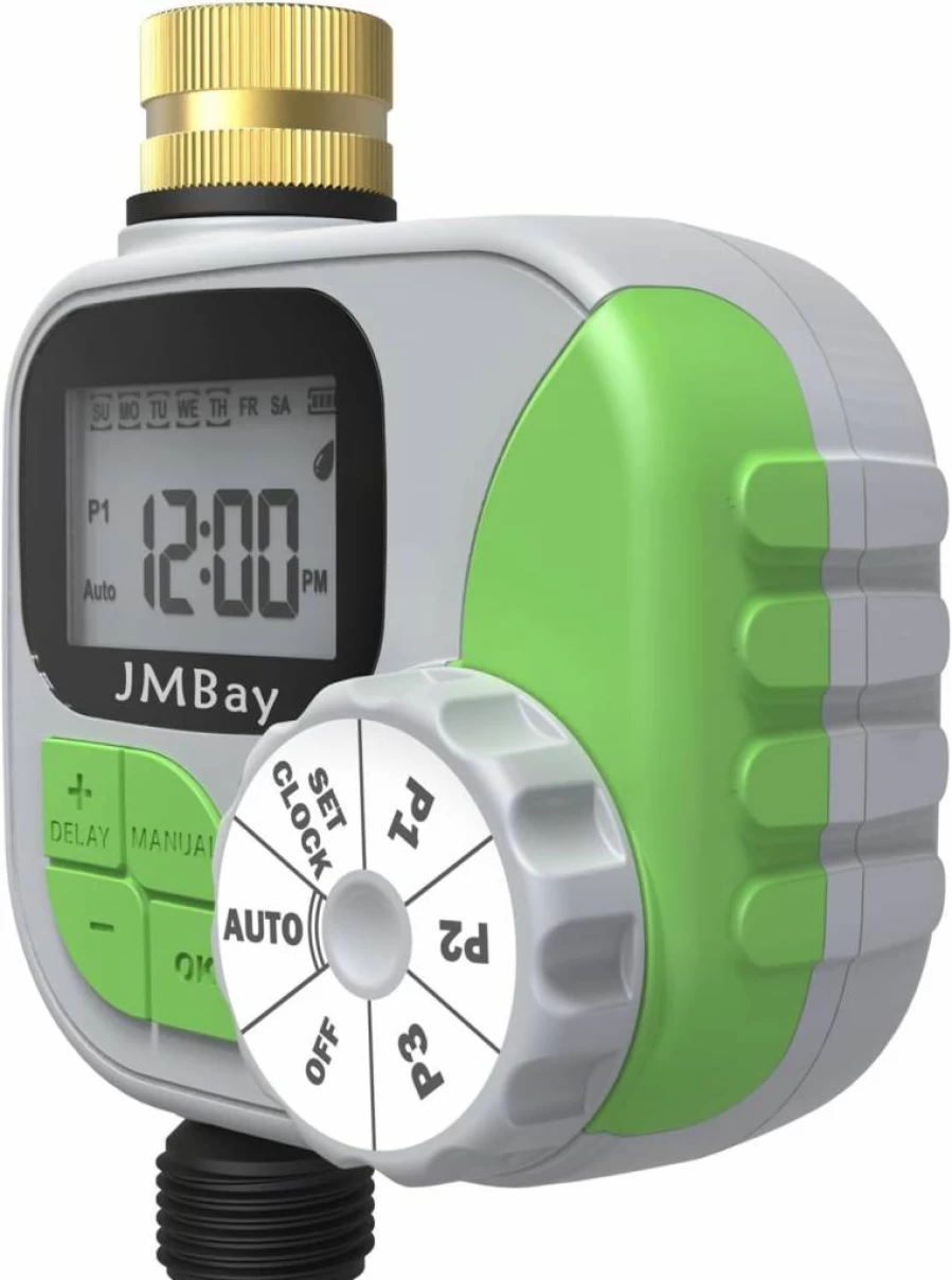 JMBay Smart Water Timer for Garden Hose - Programmable 1-Zone Sprinkler System with Pure Brass Inlet, Digital Irrigation Controller for Lawn, Weatherproof Automatic Outdoor Timer