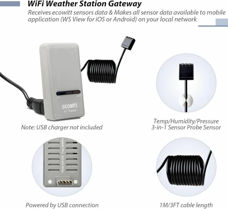 ECOWITT WFC01 Smart Sprinkler Timer with WiFi Hub Connectivity, Built-In Flow Meter & Temperature Sensor, BSP Thread for Intelligent Irrigation