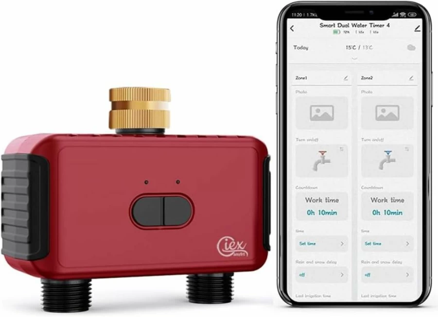GIEXSMART GX-03 Zigbee Smart Sprinkler Timer for Garden, 2-Zone Irrigation Controller, Works with Tuya Smart Life App, Requires Tuya Zigbee Hub, Automatic Watering System