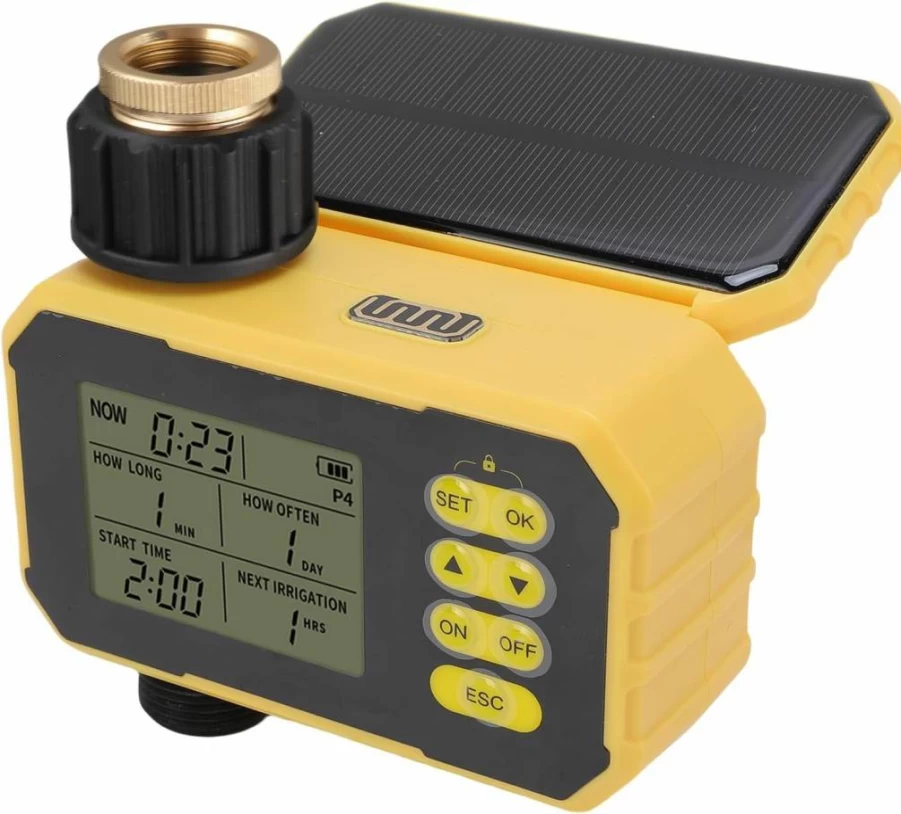 Luqeeg Smart Solar-Powered Garden Hose Timer with Programmable Irrigation, Rain Delay, and Type C Charging for Villa & Courtyard Watering Systems