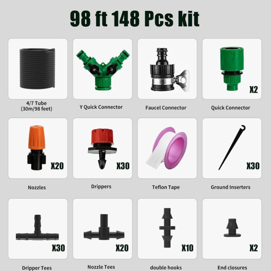 W LAIWO DIY Drip Irrigation Kit - Smart Automatic Watering System for Garden & Farm, Water-Efficient Eco-Friendly Solution