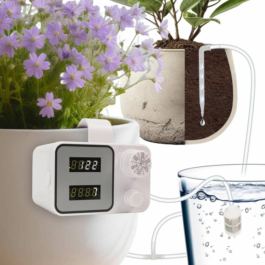 Xiaolanjia Automatic Plant Watering System - 15-Day Timer, Drip Irrigation Kit for Potted Plants, Indoor Vacation Watering Device