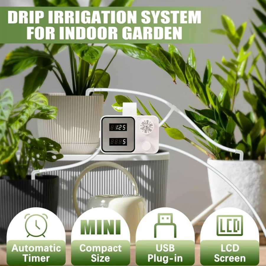 Xiaolanjia Automatic Plant Watering System - 15-Day Timer, Drip Irrigation Kit for Potted Plants, Indoor Vacation Watering Device