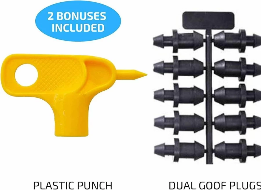 Habitech 35-Pack Woodpecker Jr 1 GPH Pressure Compensating Drip Emitters Kit with Hole Punch Tool and Goof Plugs for Irrigation Systems