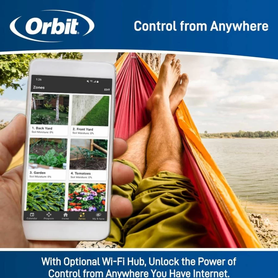 Orbit B-Hyve XD Smart WiFi Hose Timer 4-Zone Sprinkler Controller with Hub for Outdoor Watering