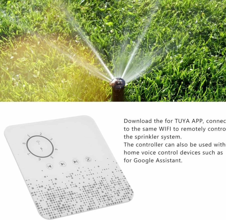 Astibym 8-Zone Smart Sprinkler Controller with Timer, Google Assistant & Tuya Compatibility, 24V AC 50/60Hz, WiFi Irrigation System for Lawn & Garden