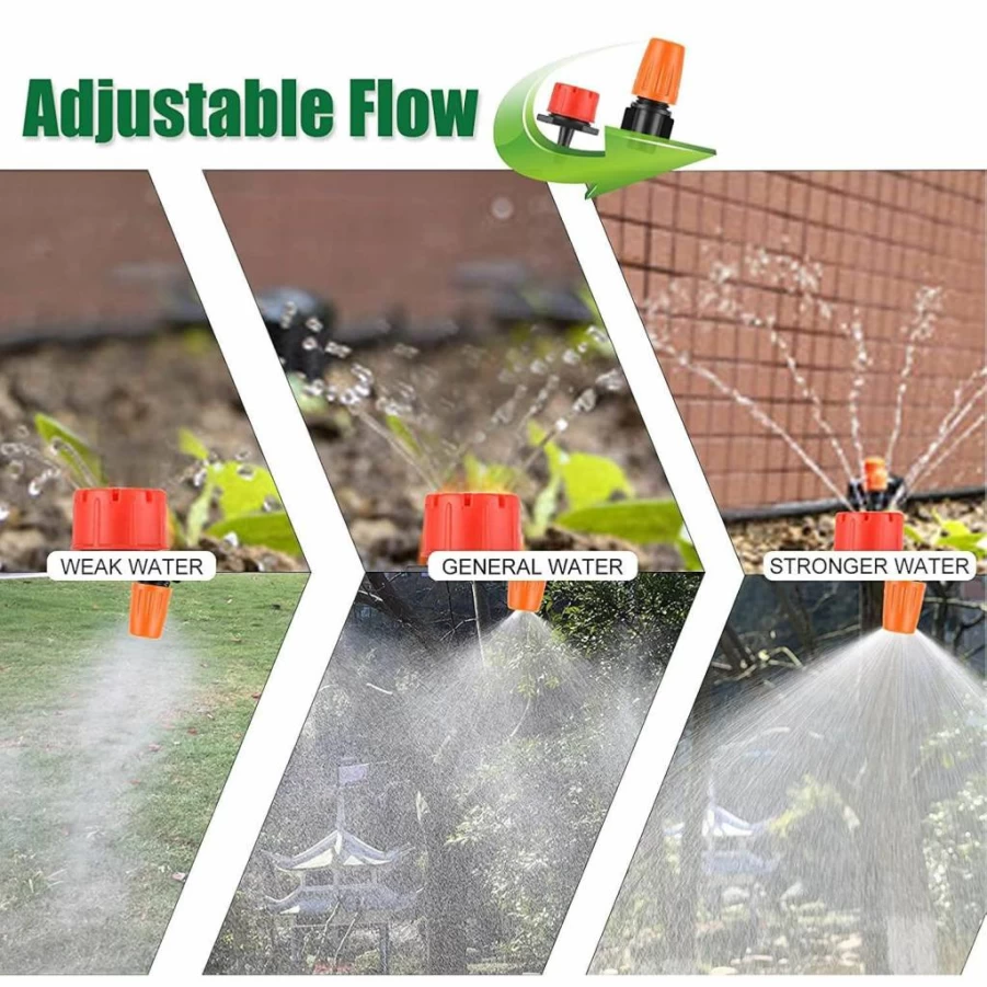 201-Piece Micro Drip Irrigation System Kit – 50M/165FT Adjustable Nozzle DIY Garden Watering Set for Greenhouse, Lawn, Patio, Terrace & Potted Plants