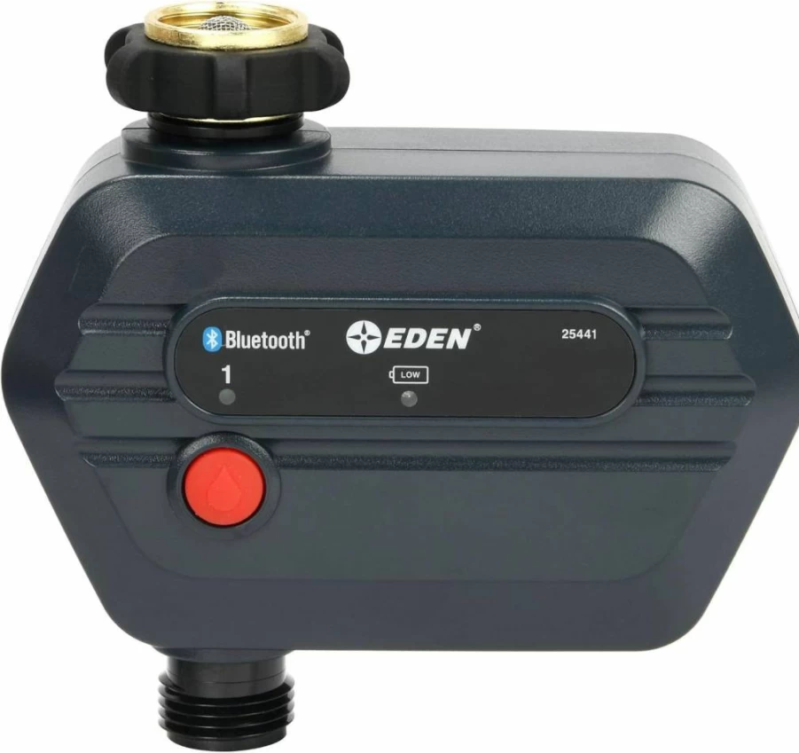 Eden 93443 4-Zone Smart Bluetooth Water Timer with Stainless Steel Washers, Charcoal Gray - Automatic Irrigation Controller for Garden & Lawn