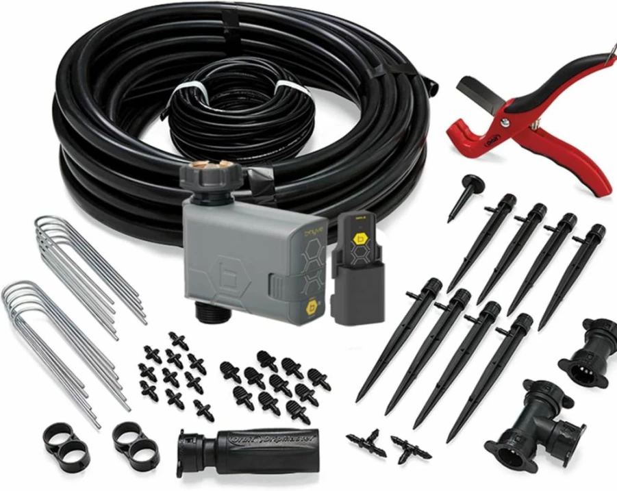 Orbit 69535 Programmable Drip Irrigation Kit for Shrubs and Flower Beds with Hose Timer, Black