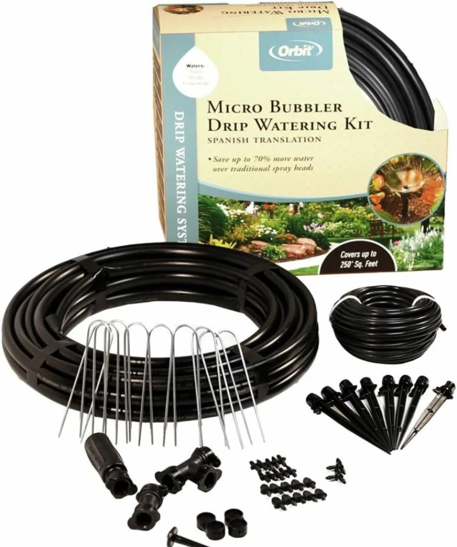 Orbit 69535 Programmable Drip Irrigation Kit for Shrubs and Flower Beds with Hose Timer, Black