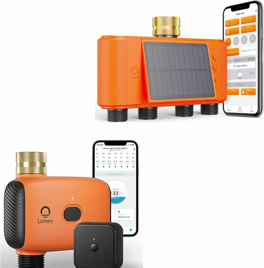 Lumary Smart Solar-Powered Water Timer & WiFi Irrigation System for Home Garden Automation