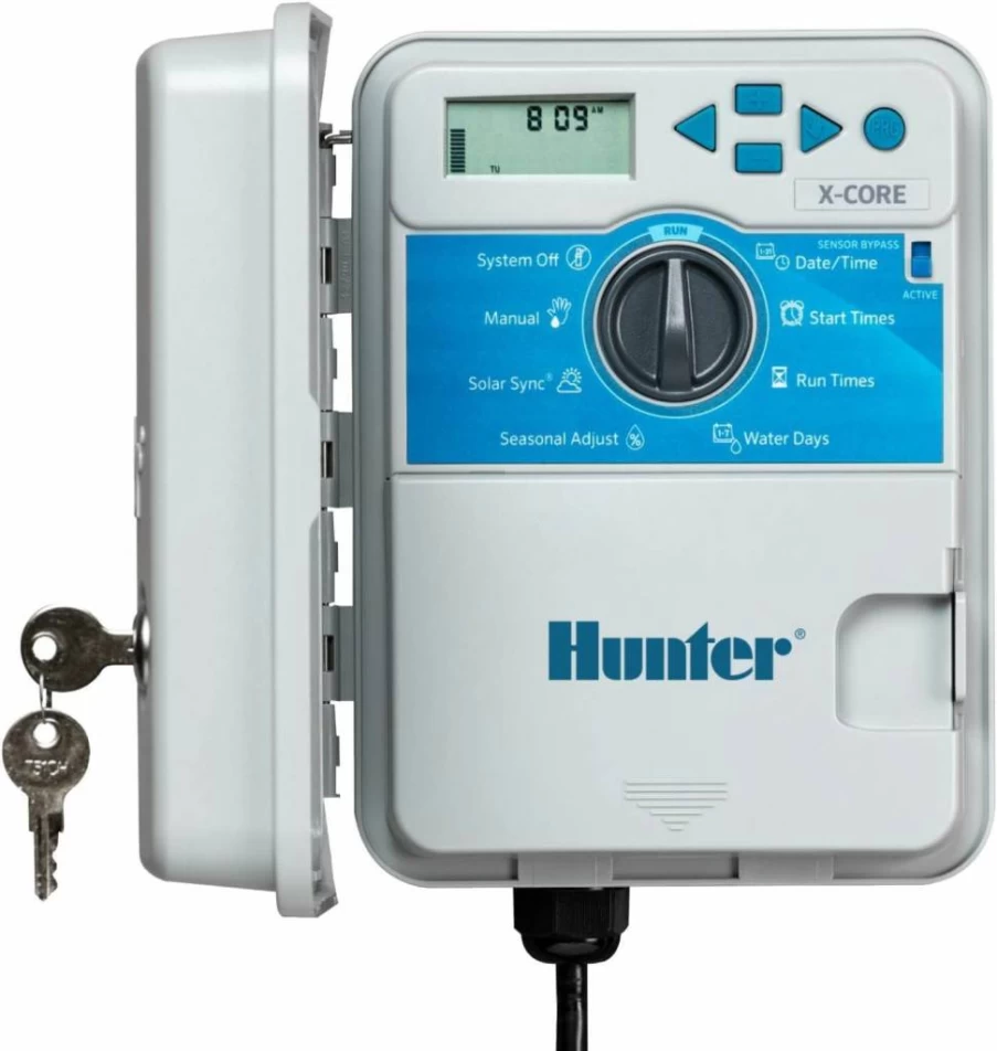 Hunter XC400 X-Core 4-Zone Outdoor Sprinkler Controller – Weatherproof Irrigation Timer for Lawn & Garden