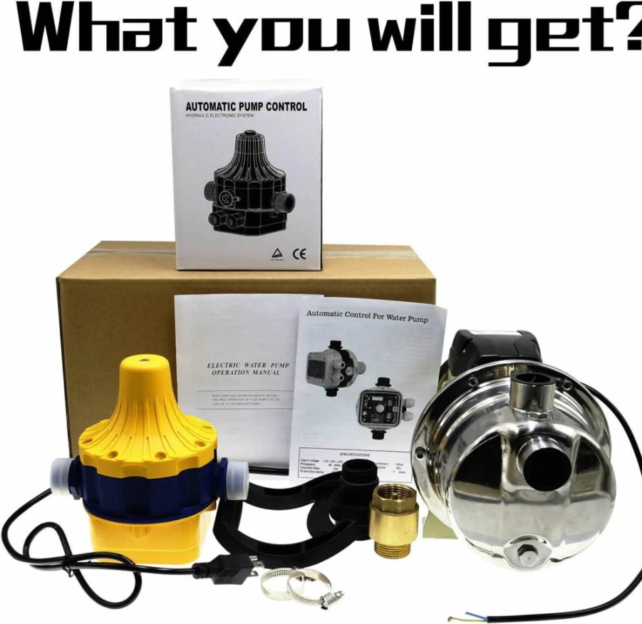 TDRRICH 1/2 HP Smart Water Pressure Booster Pump for Home Irrigation, Lawn Sprinkler, and Garden - Self-Priming Jet Pump with Automatic Pressure Switch, 110V AC