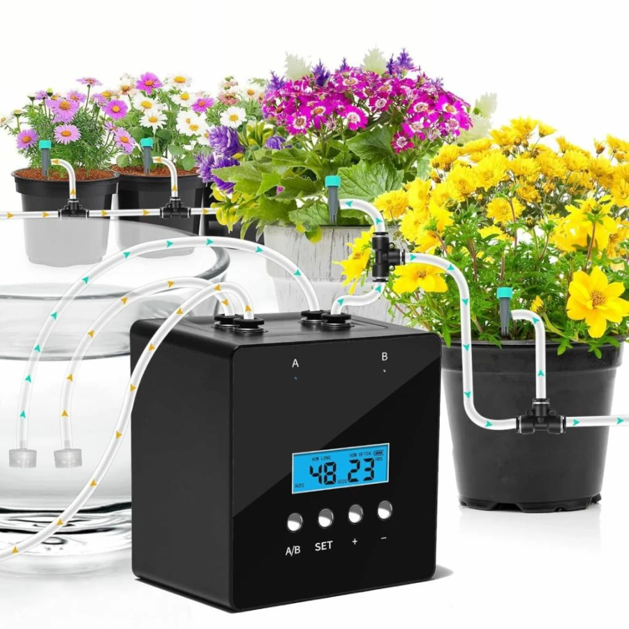 DAOTAILI Automatic Plant Watering System - Dual Pump Smart Timer for 20 Pots, USB-C Charging, Indoor & Balcony Garden Irrigation (30-Day Capacity)