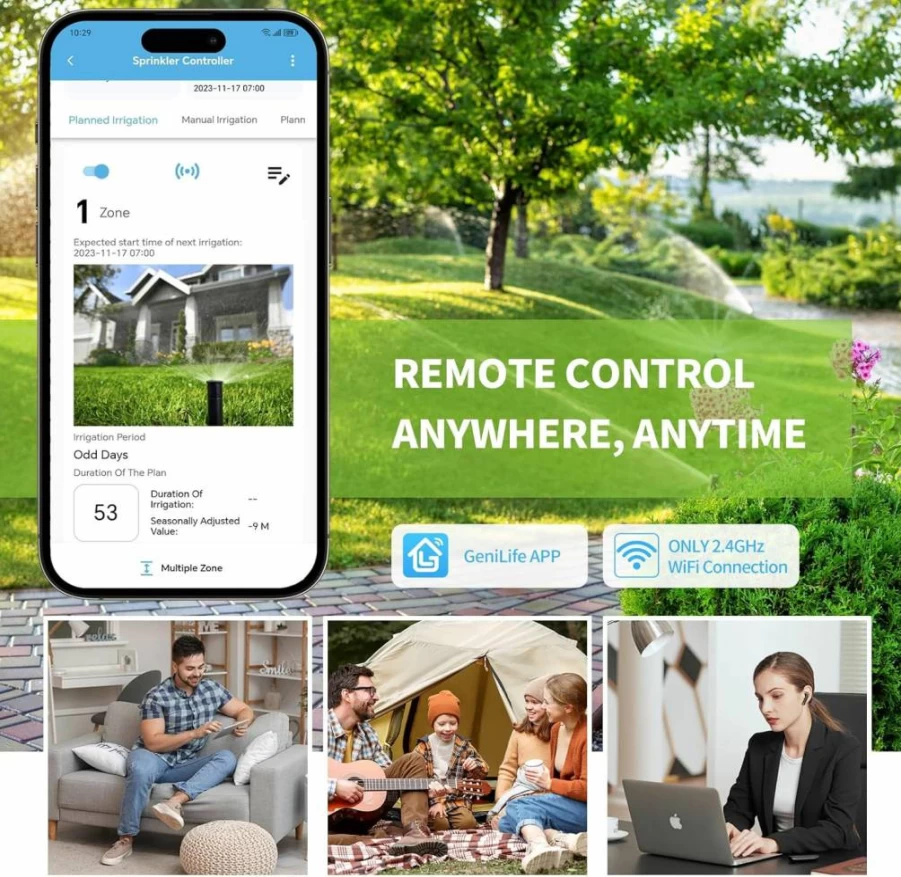 Briidea 8-Zone Smart WiFi Sprinkler Controller - Automatic Irrigation System with Custom Scheduling, Seasonal Adjust & Water Saving for Healthy Plants