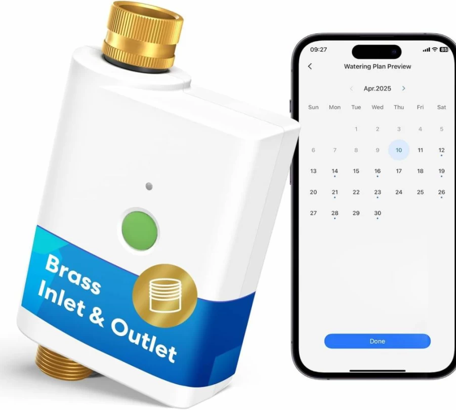 Meross Smart WiFi Water Hose Timer for Lawn & Garden - Apple HomeKit, Alexa, Google Assistant Compatible, Brass Connectors, No Hub Required