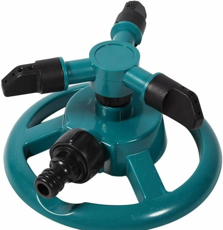 POCREATION 360° Rotating Lawn Sprinkler with 3 Adjustable Nozzles - ABS Garden Watering System for Even Yard & Grass Coverage