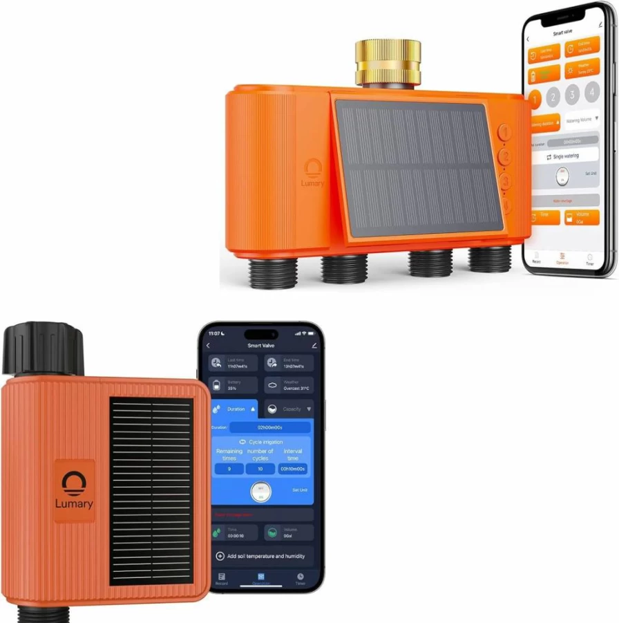 Lumary Smart Solar-Powered Water Timer & WiFi Irrigation System for Home Garden Automation