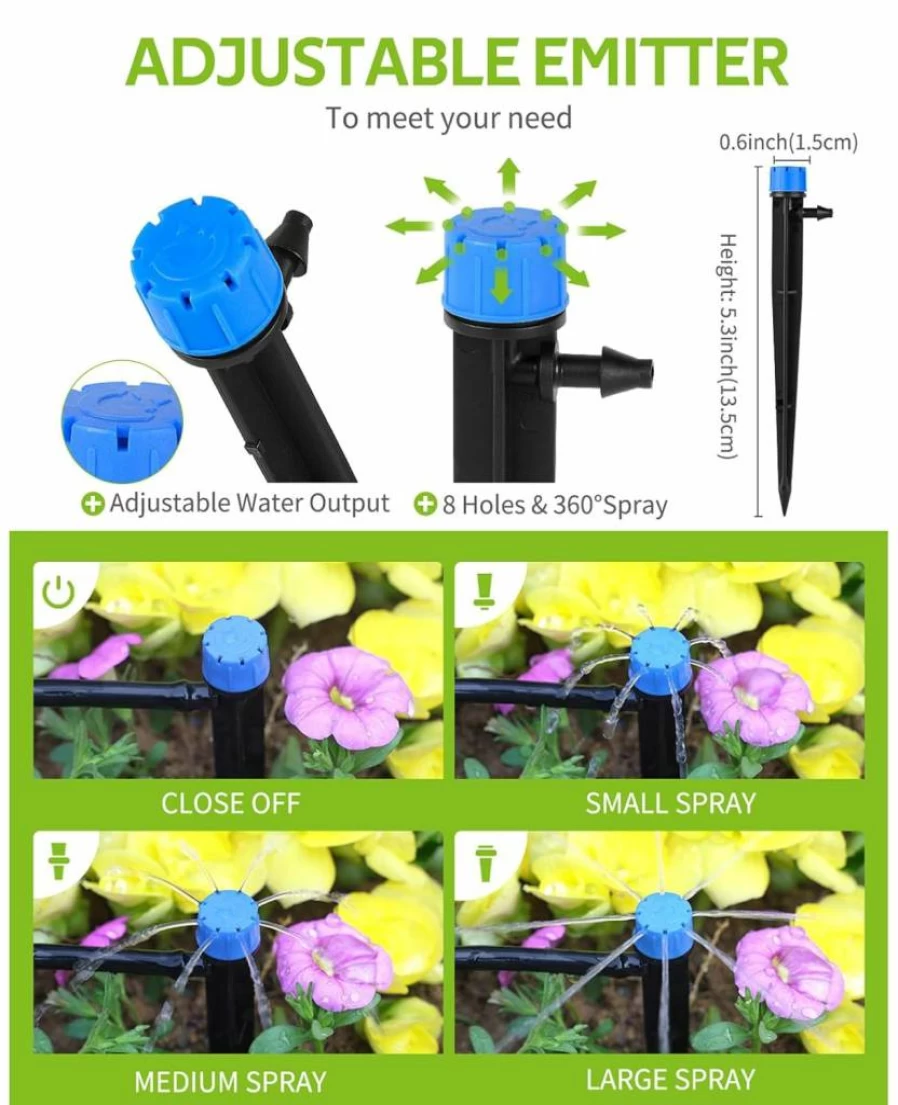 HIRALIY 50Ft Drip Irrigation Kit with 8X5mm Tubing - Automatic Watering System for Garden, Greenhouse, Lawn, and Flower Beds