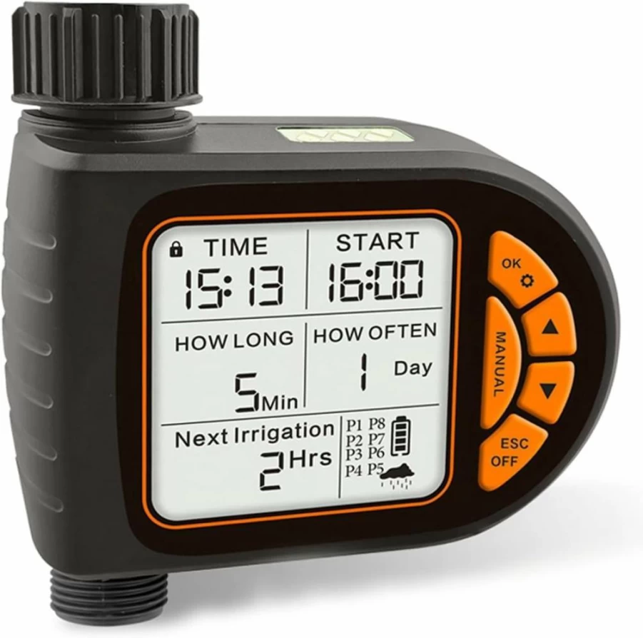 BARTER KINGS Smart Sprinkler Timer with Child Safety Lock, Large LCD Display, Rain Delay, Manual & Programmable Modes for Garden Irrigation System