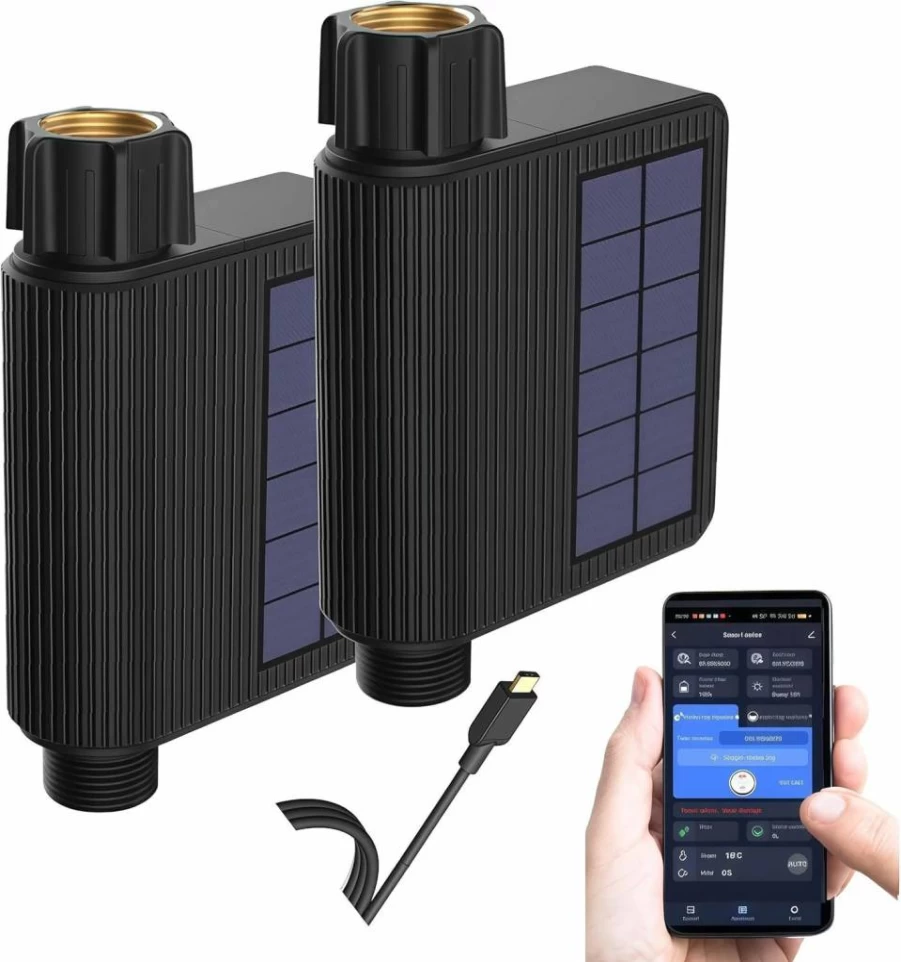 SATXTREM Smart WiFi Hose Timer - Solar & USB Rechargeable Automatic Sprinkler Controller, App-Programmable Watering System for Lawn Garden Yard Drip Irrigation, Hub-Free