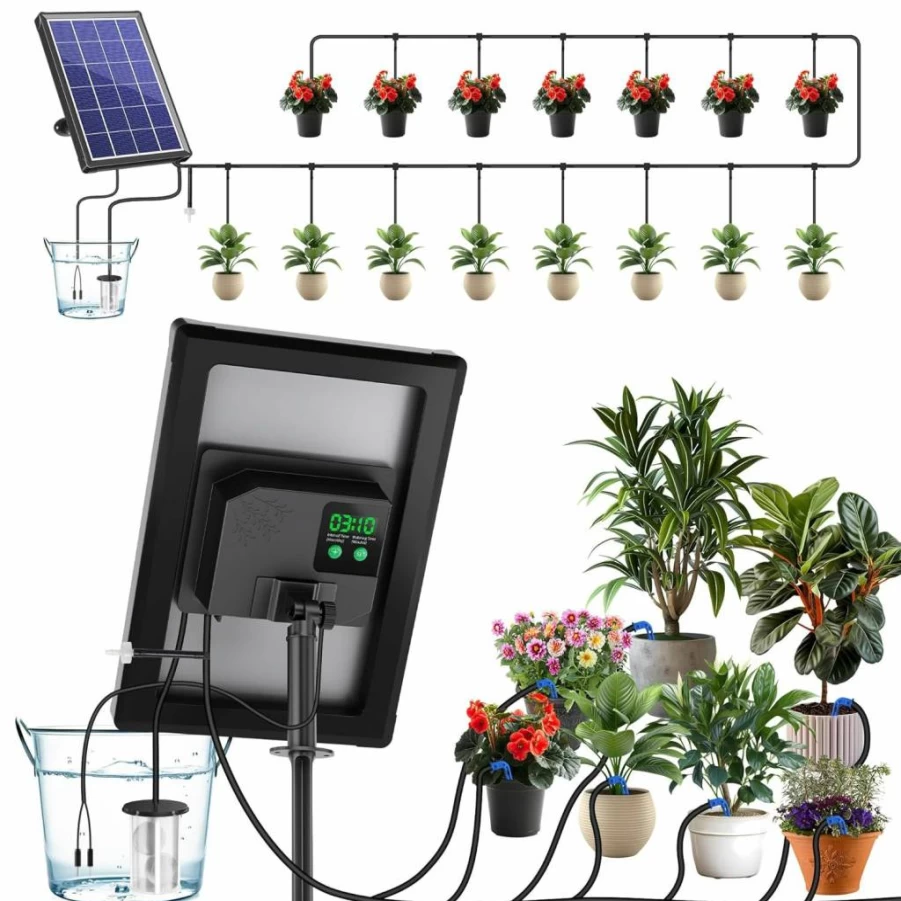 Biling 3W Solar-Powered Smart Drip Irrigation System - Programmable Automatic Watering Kit for Indoor/Outdoor Plants (15 Pots Capacity)