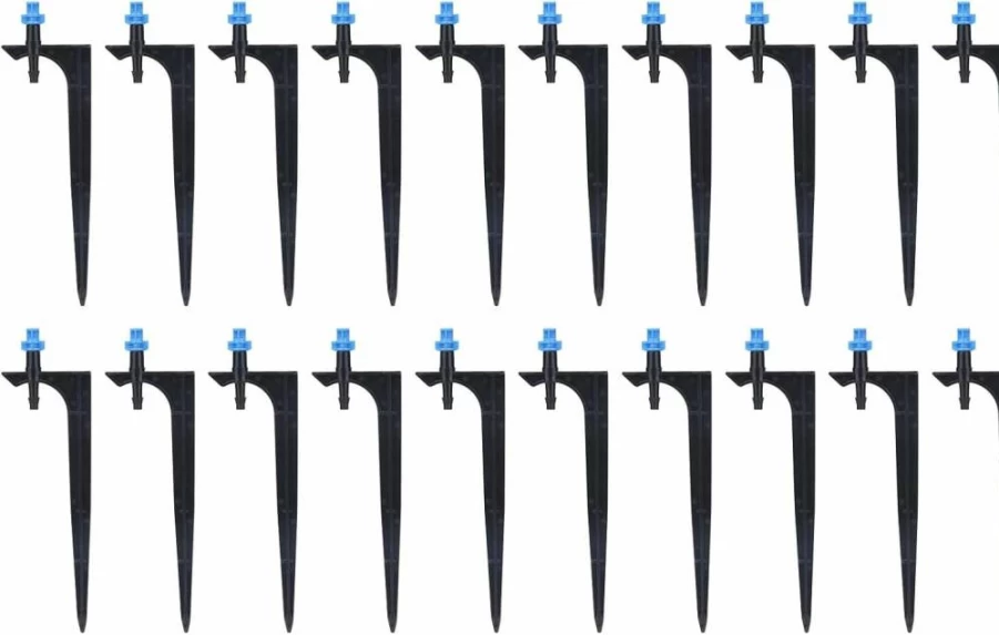 Yuecoom 20Pcs Green 180 Degree Drip Irrigation Emitters with Ground Insert for Fruit Trees and Gardening - Efficient Dripper System