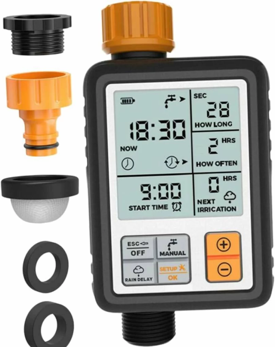 Yardwe Smart Irrigation Timer - Large LCD Display, DIY Automatic Watering System for Low-Water Plants, Battery-Powered Garden Timer