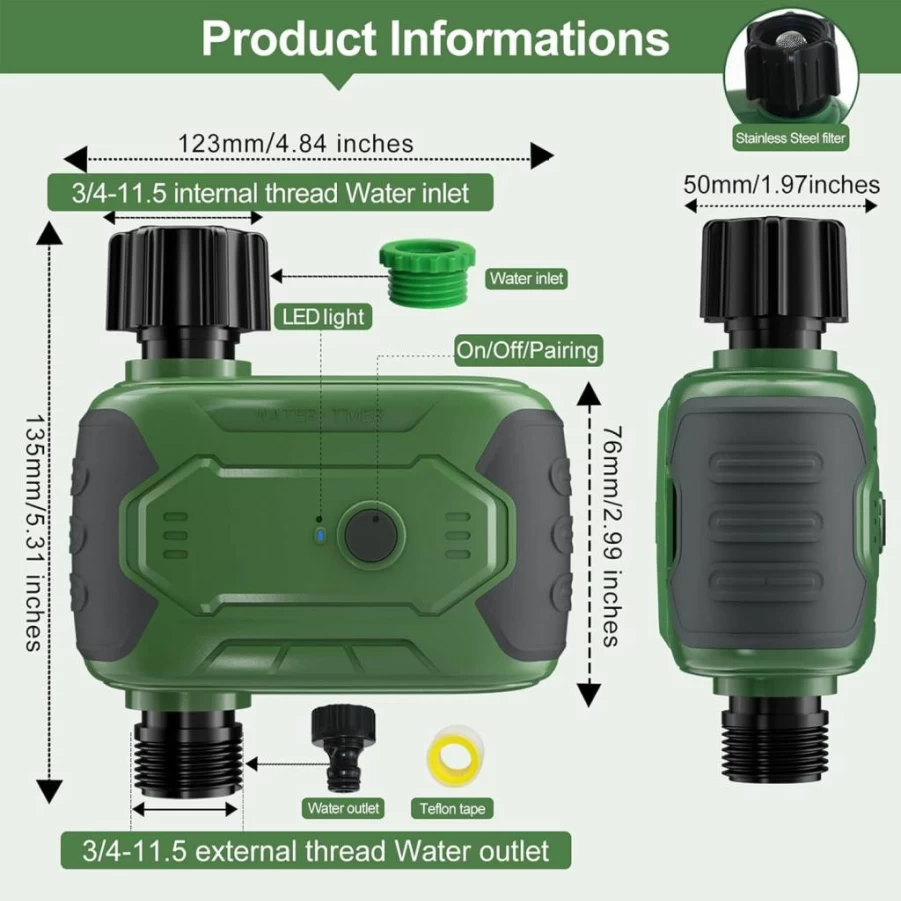NURSETEK Smart WiFi Sprinkler Timer for Lawn & Garden, Outdoor Irrigation System with App Control, Automatic Watering Timer for Efficient Lawn Care